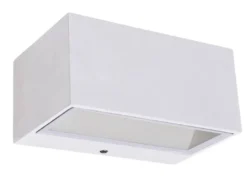 Eckige LED Außenwandlampe GEMINI Up and Down aus ALU Weiß 14cm breit, IP54