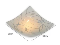 Eckige LED Deckenleuchte DIMMBAR Glas mit modernem Dekor, Quadrat 30cm