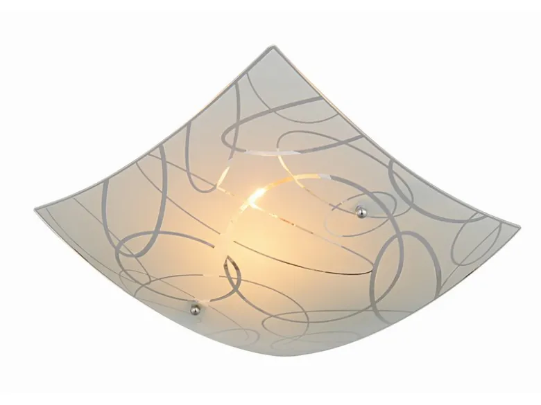 Eckige LED Deckenleuchte DIMMBAR Glas mit modernem Dekor, Quadrat 30cm