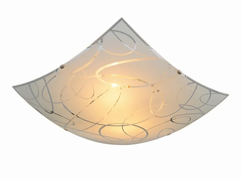 Eckige LED Deckenleuchte DIMMBAR Glas mit modernem Dekor, Quadrat 40cm