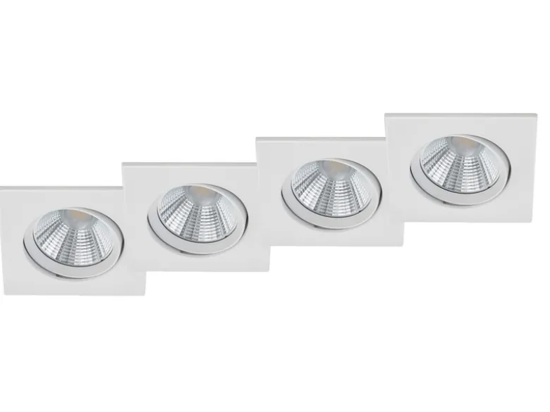 Eckige LED Einbaustrahler Decke im 4er Set schwenkbar dimmbar Weiß matt 5,5W