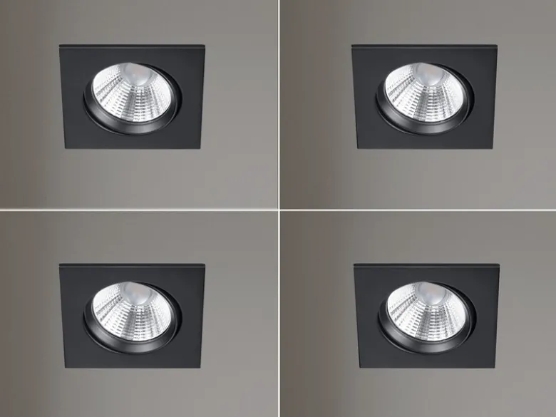 Eckige LED Einbaustrahler Decke im 4er Set schwenkbar dimmbar Schwarz matt 5,5W