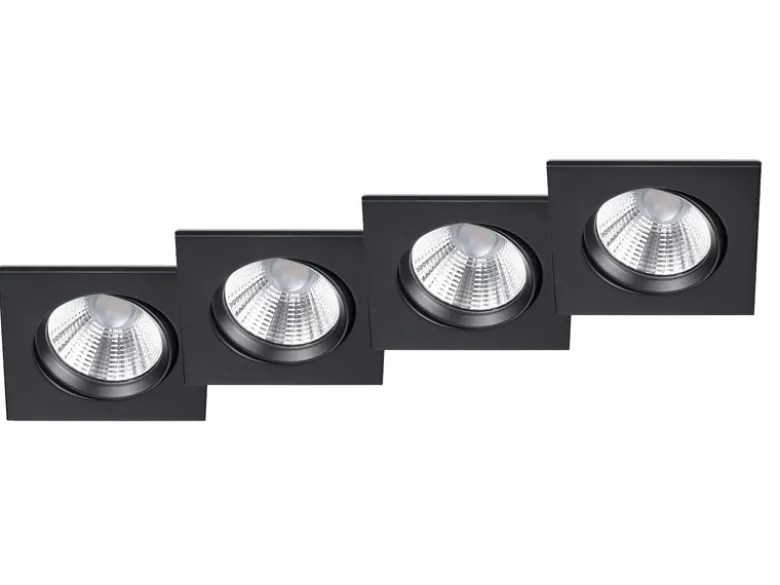Eckige LED Einbaustrahler Decke im 4er Set schwenkbar dimmbar Schwarz matt 5,5W