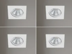Eckige LED Einbaustrahler Decke im 4er Set schwenkbar dimmbar Nickel matt 5,5W