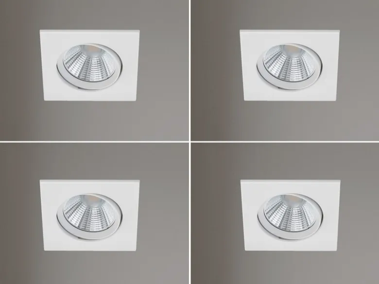 Eckige LED Einbaustrahler Decke im 4er Set schwenkbar dimmbar Nickel matt 5,5W