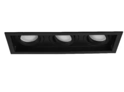 Eckiger 3-flammiger Deckeneinbaustrahler KENAI Schwarz, schwenkbar 25,2 x 9,2cm