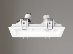 Eckiger 2-flammiger LED Deckeneinbaustrahler Weiß, schwenkbar 17,2 x 9,2cm