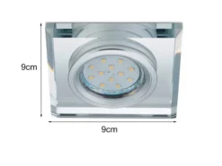 Eckiger LED Deckeneinbaustrahler in Silber Chrom mit Kristallglas 9 x 9cm