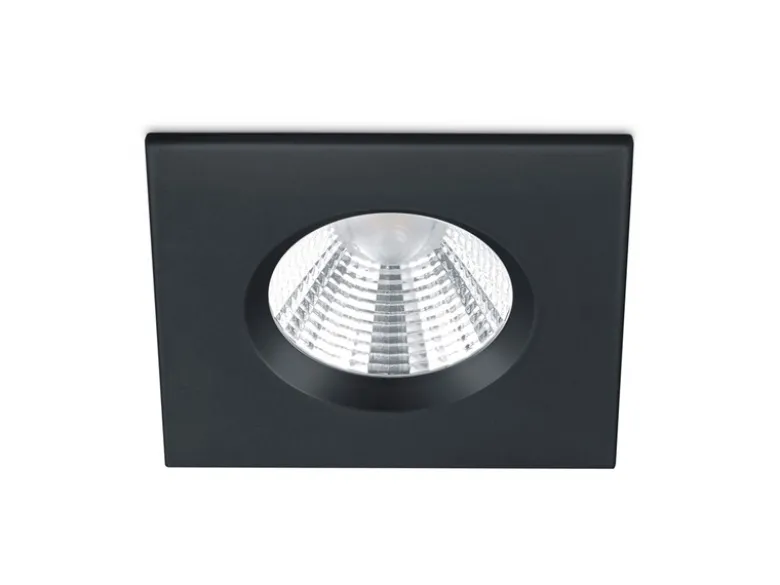 Eckiger LED Deckeneinbaustrahler ZAGROS dimmbar in Schwarz matt, IP65