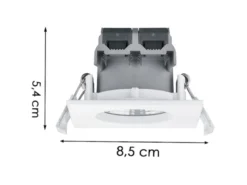 Eckiger LED Deckeneinbaustrahler ZAGROS dimmbar in Weiß matt, IP65