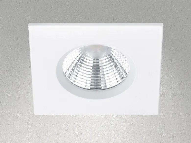 Eckiger LED Deckeneinbaustrahler ZAGROS dimmbar in Weiß matt, IP65