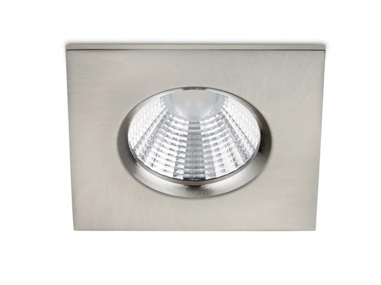 Eckiger LED Deckeneinbaustrahler ZAGROS dimmbar in Silber matt, IP65