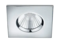 Eckiger LED Deckeneinbaustrahler ZAGROS dimmbar in Silber Chrom, IP65
