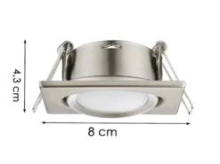 Eckiger LED Einbaustrahler Decke 3er Set Spot schwenkbar Nickel matt 5 Watt