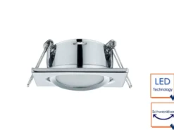 Eckiger LED Einbaustrahler Decke 3er Set Spot schwenkbar Chrom glänzend 5 Watt