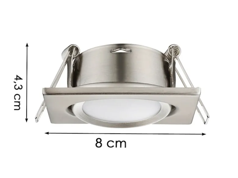 Eckiger LED Einbaustrahler RILA schwenkbar Nickel matt 5 Watt