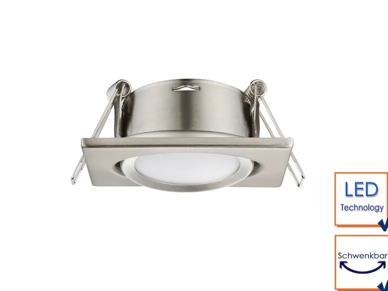 Eckiger LED Einbaustrahler RILA schwenkbar Nickel matt 5 Watt