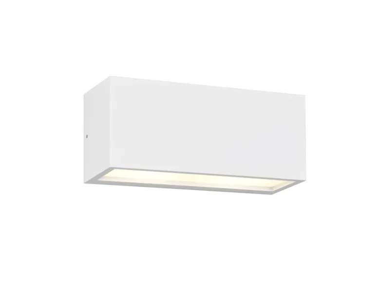 Eckige Up & Downlight Außenwandleuchte MAYENNE Weiß, Breite 25cm