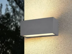 Eckige Up & Downlight Außenwandleuchte MAYENNE Anthrazit, Breite 25cm