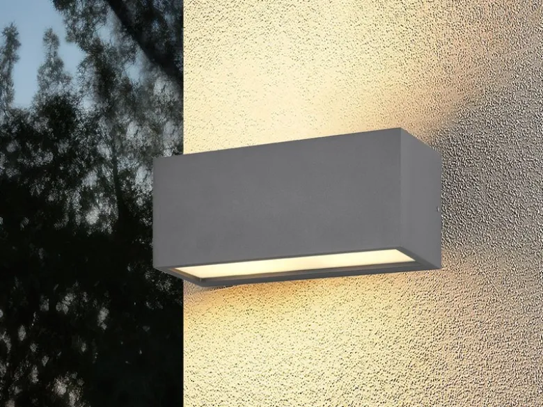 Eckige Up & Downlight Außenwandleuchte MAYENNE Anthrazit, Breite 25cm