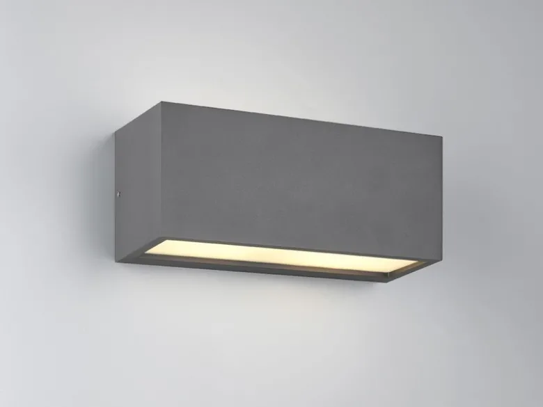Eckige Up & Downlight Außenwandleuchte MAYENNE Anthrazit, Breite 25cm