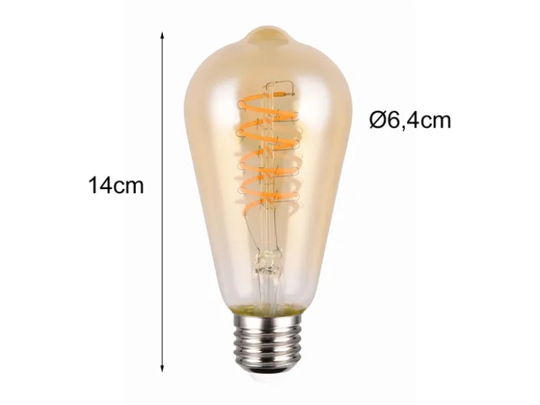 E27 Deko LED - 7 Watt, 500 Lumen, 1800 K warmweiß, Ø6,4cm - 3 Stufen Dimmer