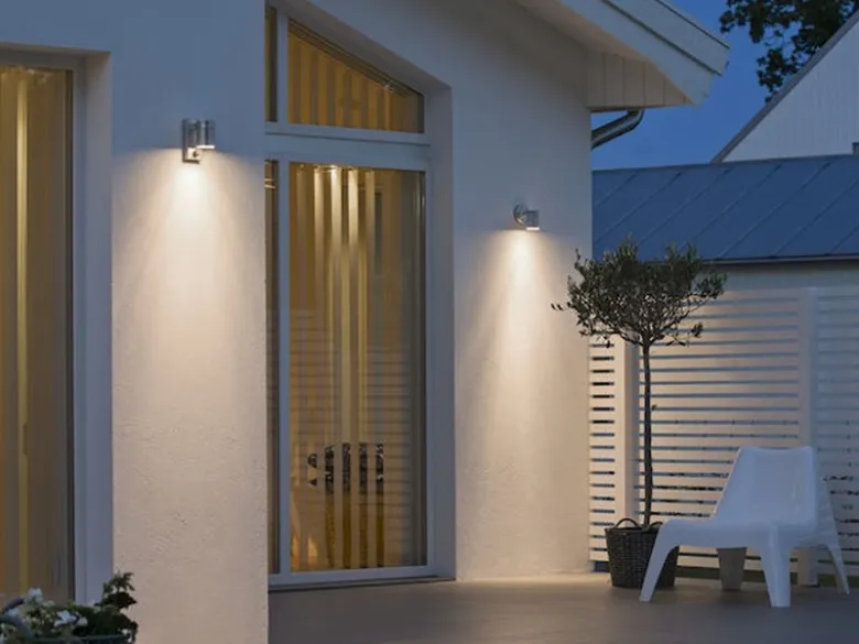 Edelstahl Außenwandleuchte MODENA Downlight mit Bewegungsmelder, Höhe 14cm
