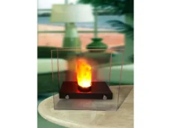 Effektvolle LED Tischlampe FIRE im Design Tischkamin, Glas 30,5 x 15 cm