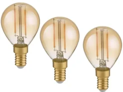 E14 Filament LED 3Stk. - 2 Watt, 225 Lumen, warmweiß, Ø 4cm - nicht dimmbar