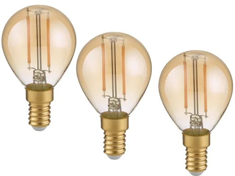 E14 Filament LED 3Stk. - 2 Watt, 225 Lumen, warmweiß, Ø 4cm - nicht dimmbar