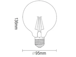 E27 Filament LED - 6 Watt, 660 Lumen, 2700 K warmweiß, Ø9,5cm - nicht dimmbar
