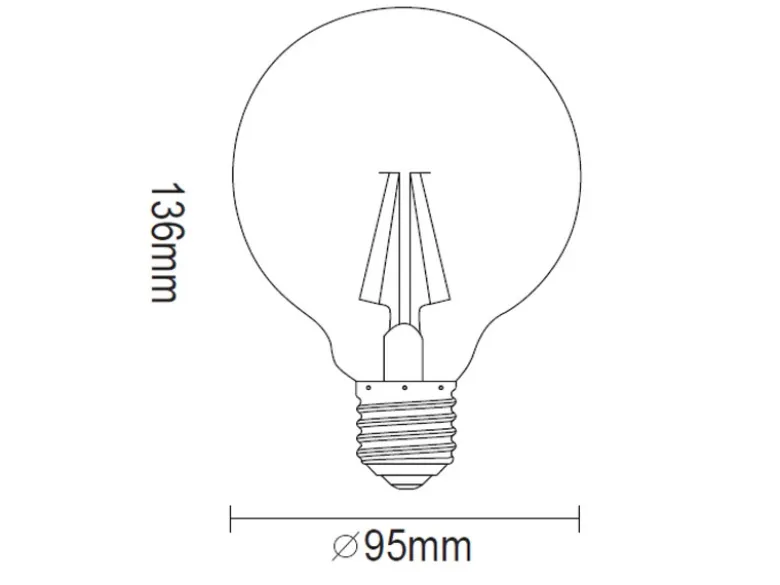 E27 Filament LED - 6 Watt, 660 Lumen, 2700 K warmweiß, Ø9,5cm - nicht dimmbar
