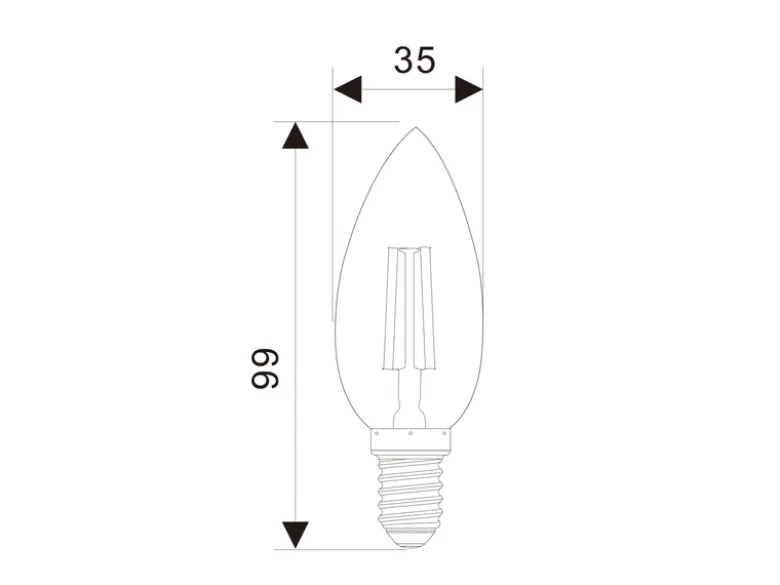 E14 Filament LED, 4 Watt, 400 Lumen warmweiß, Ø3,5cm, nicht dimmbar