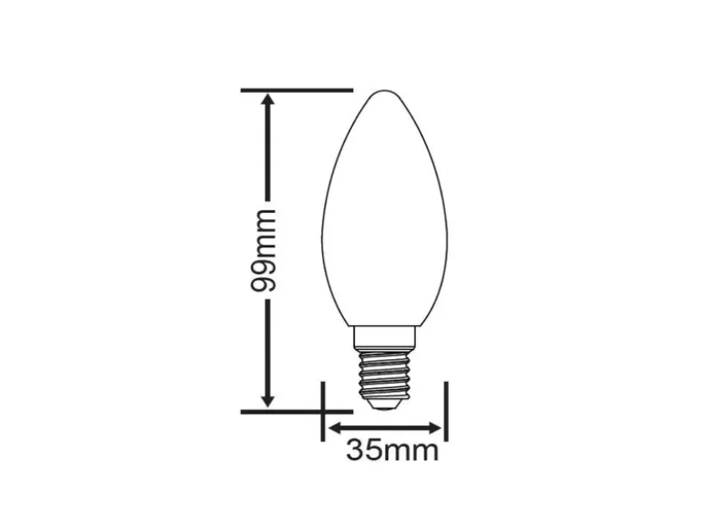 E14 Filament LED, 2 Watt, 250 Lumen warmweiß, Ø3,5cm, nicht dimmbar