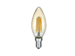 E14 Filament LED, 4 Watt, 400 Lumen, warmweiß, Ø3,5cm, 3 Stufen Dimmer, amber