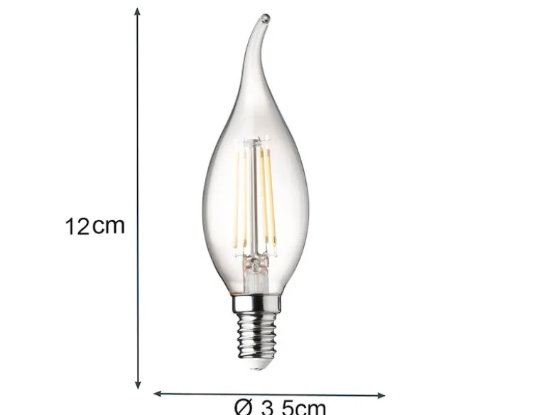 E14 Filament LED - 3 Watt, 320 Lumen, warmweiß, Ø 3,5cm- extern dimmbar