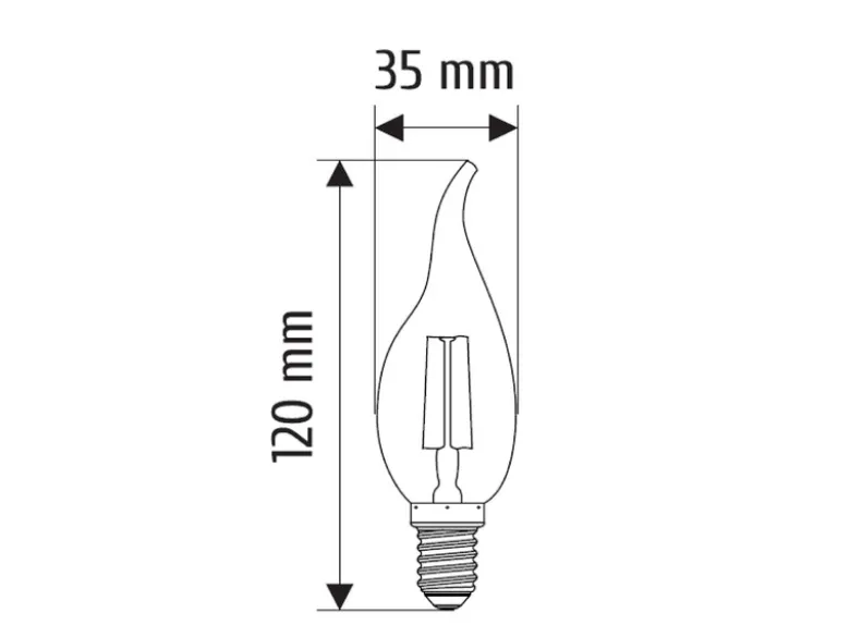 E14 Filament LED - 4 Watt, 400 Lumen, warmweiß, Ø3,5cm - nicht dimmbar
