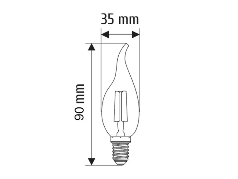 E14 Filament LED - 2 Watt, 225 Lumen, warmweiß, Ø3,5cm - nicht dimmbar