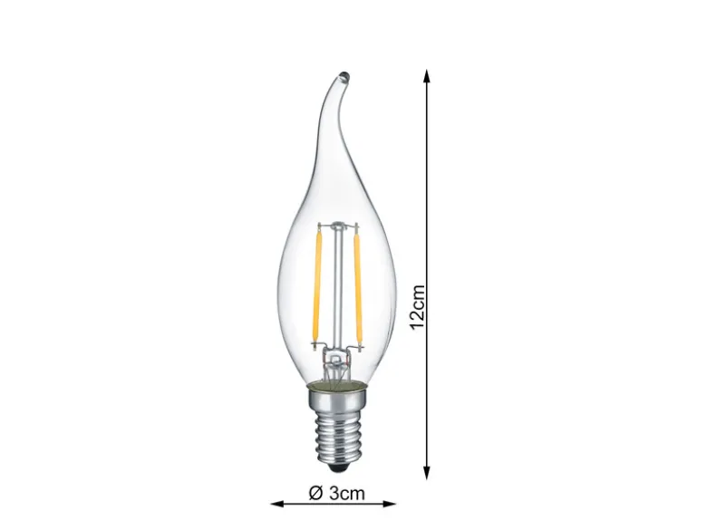 E14 Filament LED - 2 Watt, 250 Lumen, warmweiß, Ø3cm - nicht dimmbar