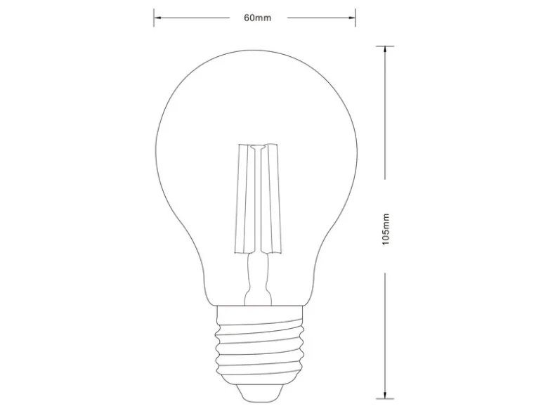 E27 Filament LED, 8 Watt, 700 Lumen, warmweiß, Ø6cm, 3 Stufen Dimmer