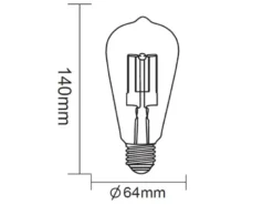 E27 Filament LED - 6 Watt, 600 Lumen, warmweiß, Ø6,4cm - nicht dimmbar, amber