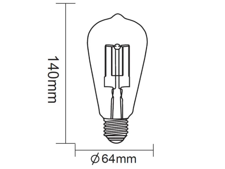 E27 Filament LED - 6 Watt, 600 Lumen, warmweiß, Ø6,4cm - nicht dimmbar, amber