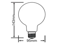 E27 Filament LED - 8 Watt, 806 Lumen, warmweiß, Ø9,5cm - 3 Stufen Dimmer
