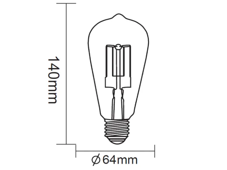 E27 Filament LED - 6 Watt, 600 Lumen, warmweiß, Ø6,4cm - nicht dimmbar