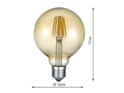 E27 Filament LED - 8 Watt, 806 Lumen, warmweiß, Ø12cm - 3 Stufen Dimmer