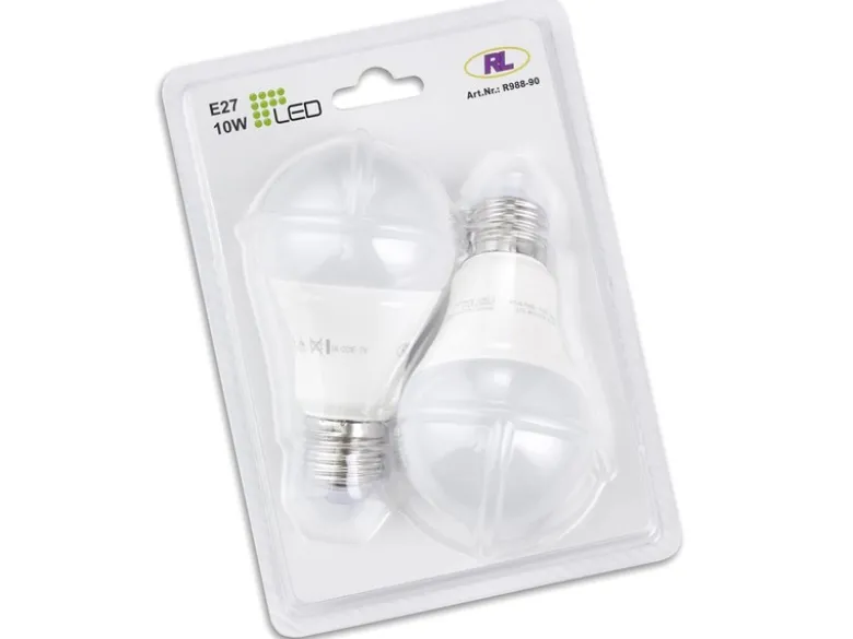 E27 LED 2 Stk. - 10 Watt, 806 Lumen, 3000K warmweiß, Ø6cm - nicht dimmbar