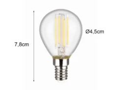 E14 LED - 4 Watt, 500 Lumen, 4000 Kelvin neutralweiß, Ø4,5cm - 3 Stufen Dimmer