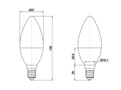 E14 LED - 5 Watt, 400 Lumen, 3000 Kelvin warmweiß, Ø3,7cm - extern dimmbar