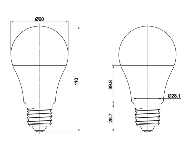 E27 LED - 8,5 Watt - 806 Lumen - 3000 Kelvin warmweiß - Ø6cm - extern dimmbar