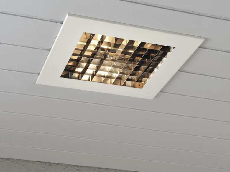Elegante Deckeneinbauleuchte Aluminium weiß lackiert E27, 27 x 27 cm